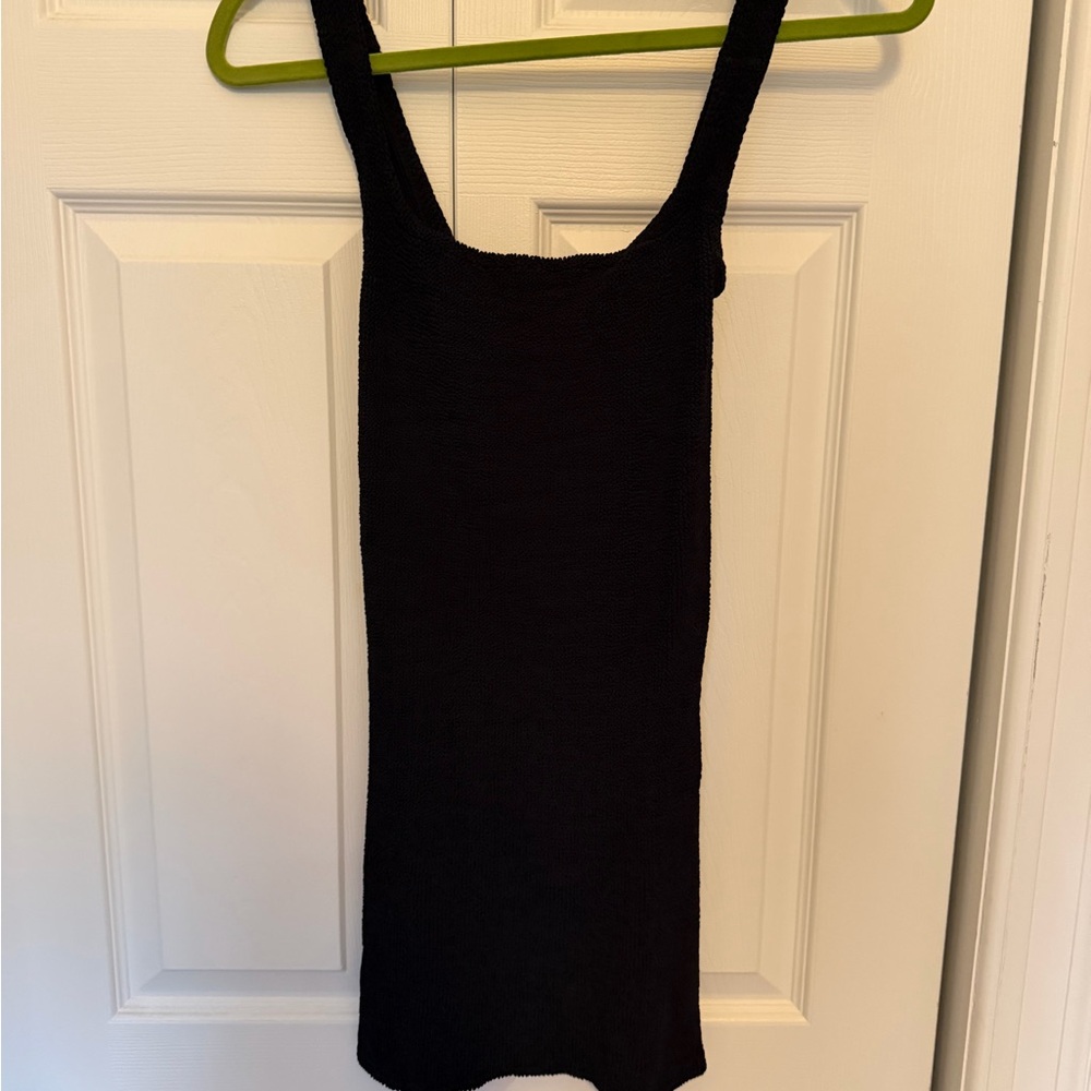 Hunza G Black crinkle Mini Dress